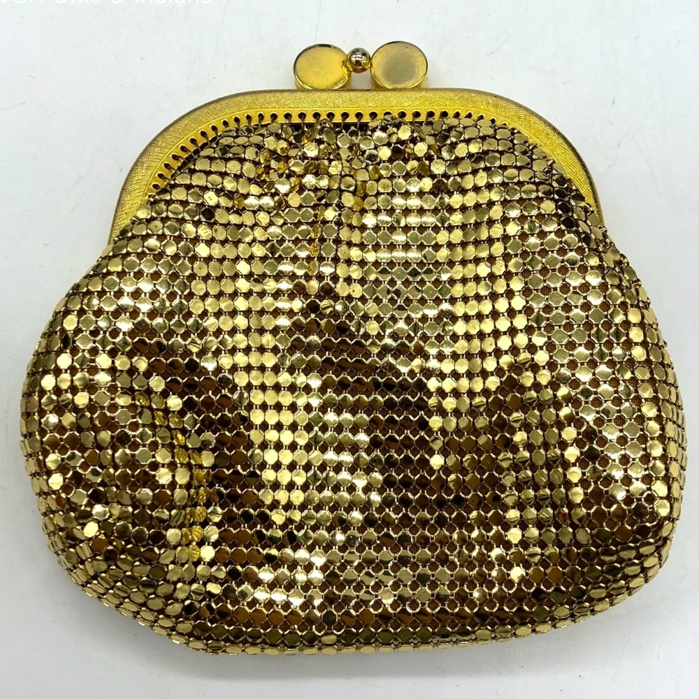 VINTAGE 🌸 Gold Mesh Kiss Clasp Coin Purse Mini Clutch